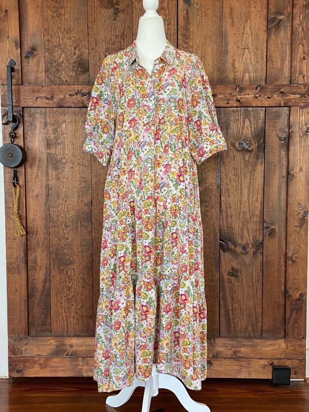 Natural Life Boho Cottage Core Floral Maxi Dres size Medium